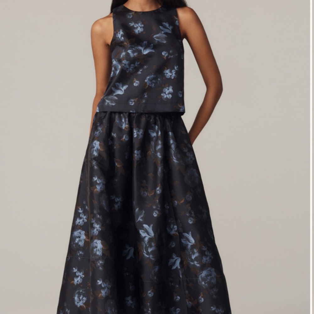 Anthropologie Floral Jacquard A-Line Midi Set NWT